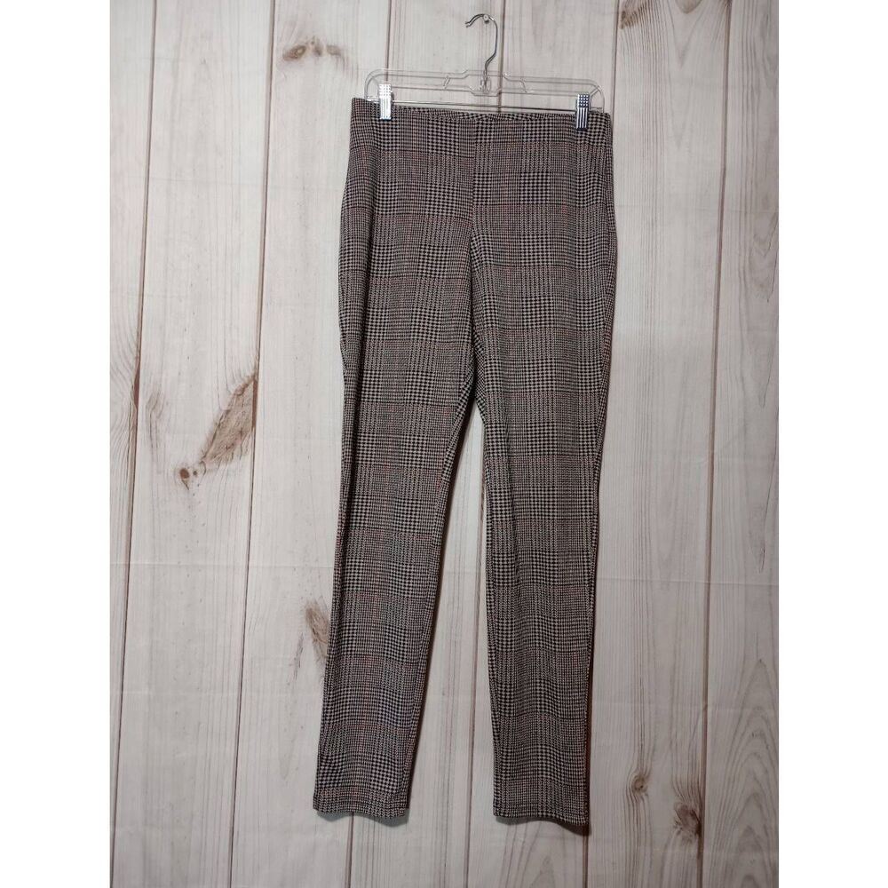 Pink Rose Glen Plaid Leggings Womens Large Gray Red Check High Rise PF845431